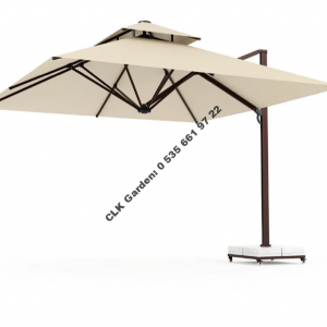 CLK Albatros 4x4 Metre Yandan Kollu Krem Bahçe Havuz Otel Şemsiyesi İmalatı Satışı